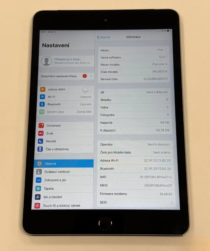 iPad iPad Mini 3 64GB Vesmírně šedá