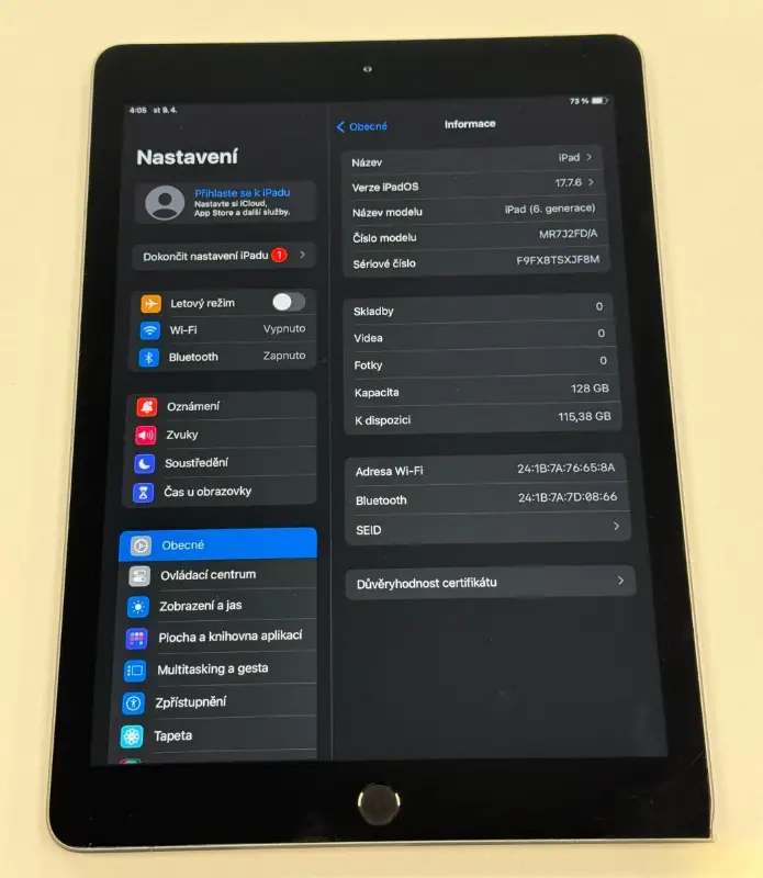 iPad 6 128GB Vesmírně šedá